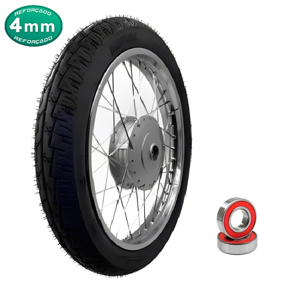Roda Dianteira Aro Dianteiro Cg Fan Titan 150 04/17 Tambor Raio 4mm Com Pneu Pro Tork+Rolamentos
