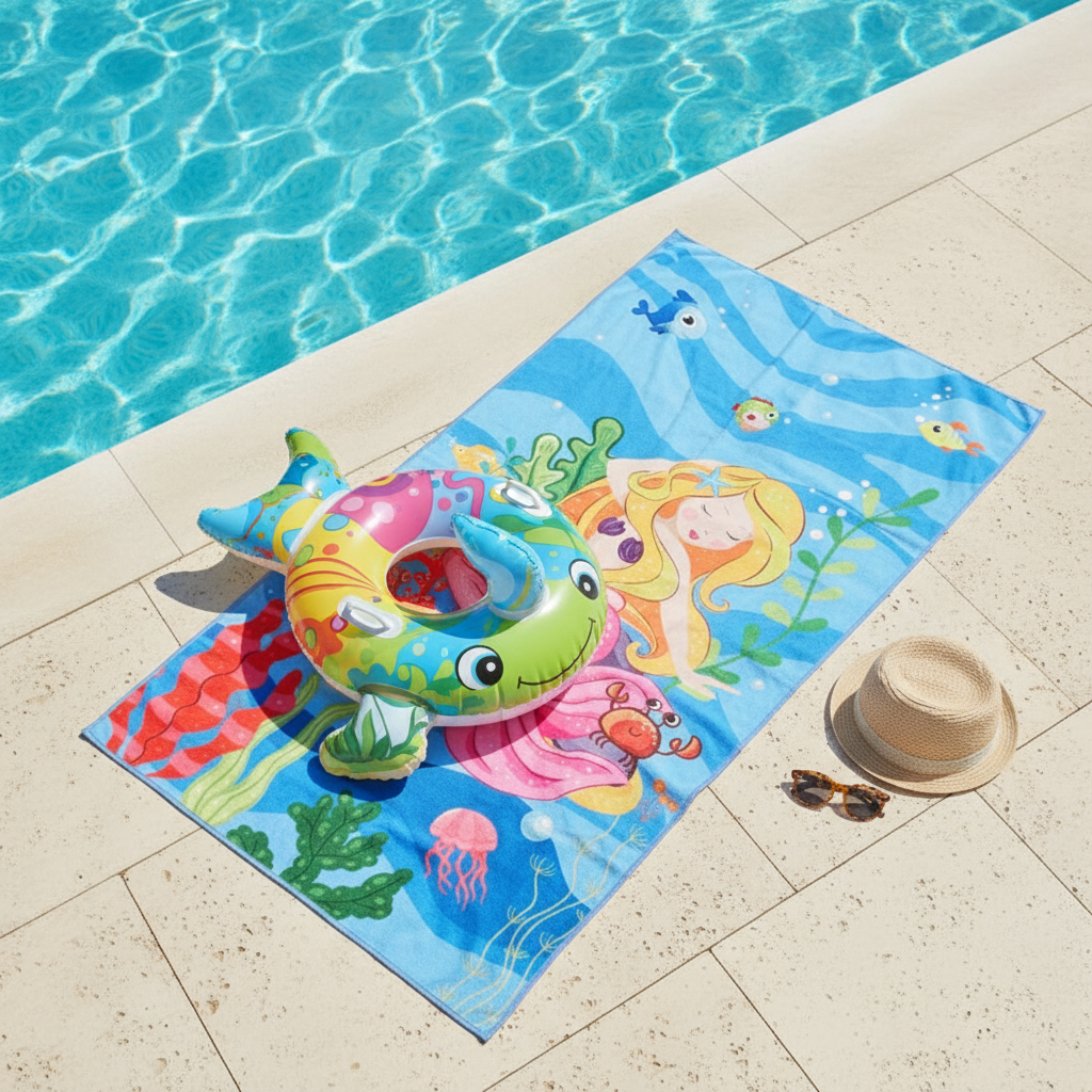 Toalha Sereia - Estampa Alta Definição e Qualidade - Poliester e Algodão - Design e modelo Importado em Oferta na Shopee