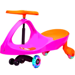 Carrinho Rolimã Zig Zag Car Rosa e Laranja 360 Roda Led Infantil - Castela