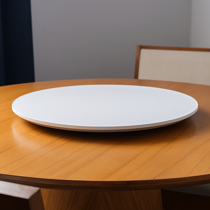 Centro Mesa Giratório 50cm Slim Off White Com Tampa de Vidro Design Moderno Elegante Decoração Sala