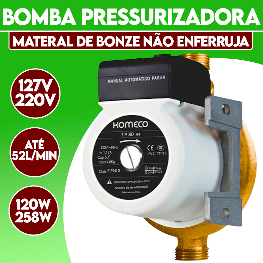 Bomba Pressurizadora 258/120 Watts 127v Garantindo Fluxo Forte e Constante