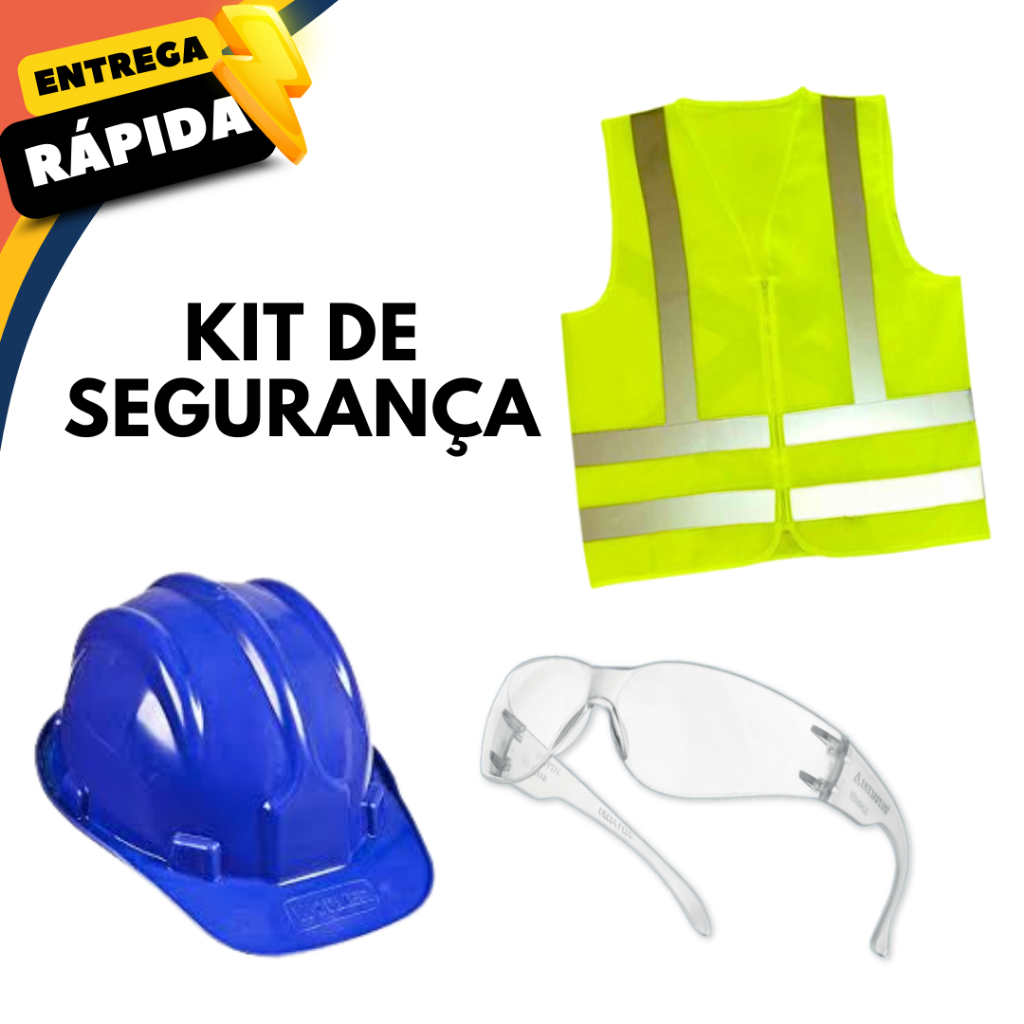 Kit Capacete + Óculos Várias Cores EPI Segurança Para Proteção Individual Em Obras Construções Eletricista Engenheiro