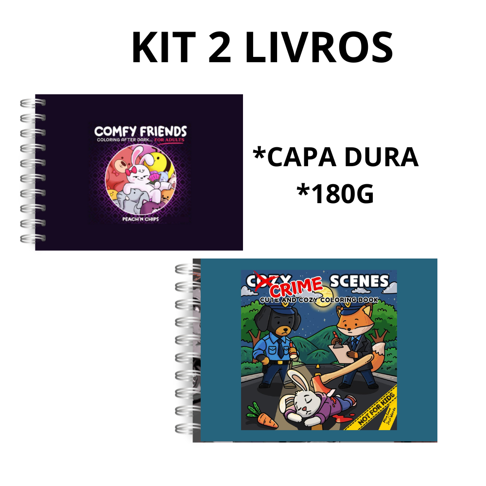 KIT 2LIVROS ADULTO COLORIR COZY CSI +COMFY 18+PAPEL PREMIUM 180G CAPA DURA COLEÇÃO