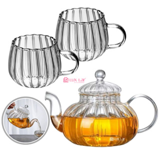 kit Xícara de Café Chá de Vidro Chaleira Bule com Infusor Borossilicato com Tampa Transparente em Oferta na Shopee