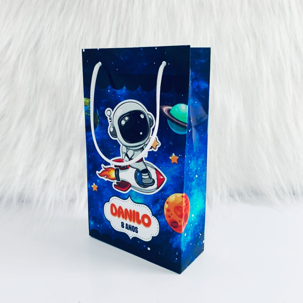 SACOLINHA PERSONALIZADA ASTRONAUTA PARA LEMBRANCINHA/FESTA/ANIVERSÁRIO/PERSONALIZADOS