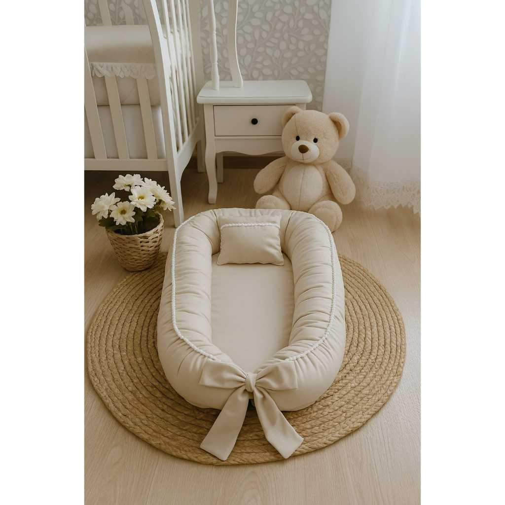 Ninho para Bebê Redutor de Berço Decorado com Pompons | Enxoval Completo e Aconchegante em Oferta na Shopee