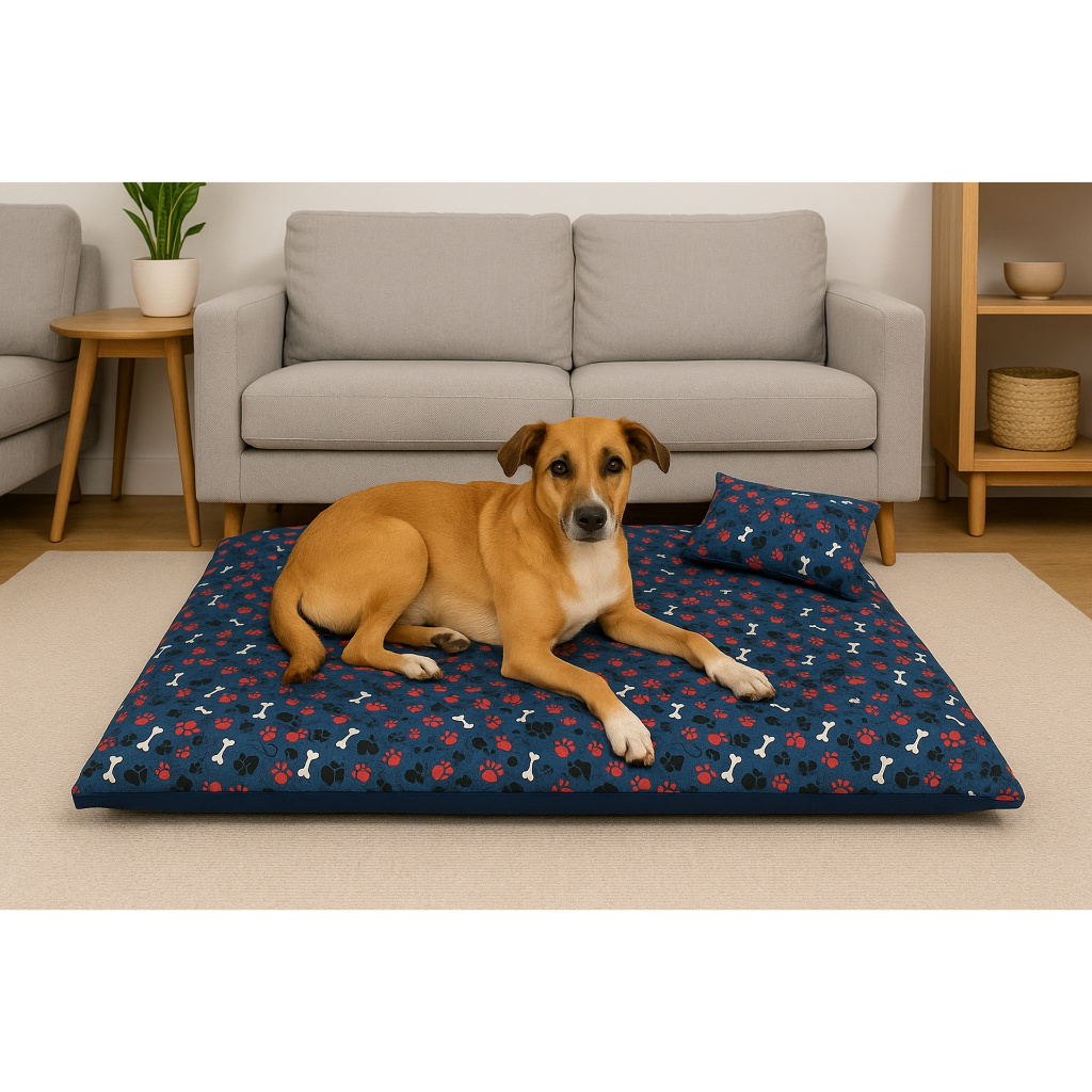 Imagem Colchonete Cama Pet Para cachorros90x70 Cm e 70x50cm  Com espuma Inteira e Vai Capa com zíper.