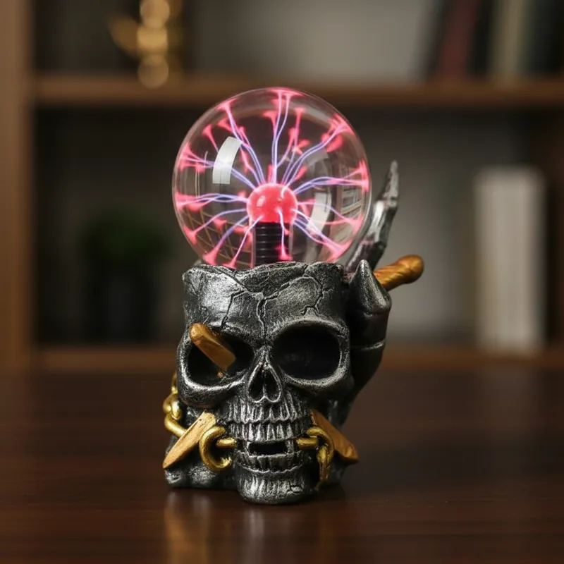 Globo De Plasma Mão Dragão Caveira Bola Cristal Iluminação Decorativa Resina Luminária tomada Skull