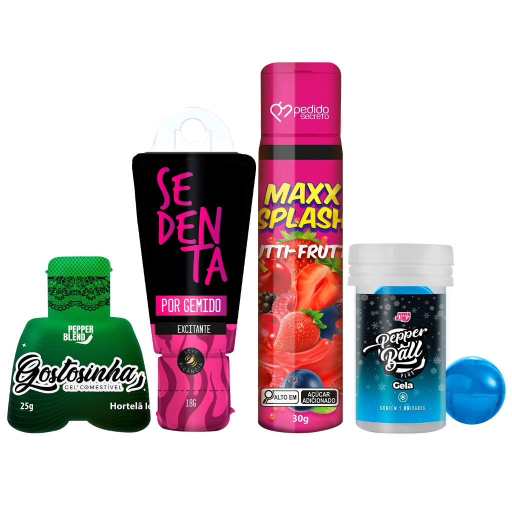 Kit 4 Produtos Sexshop Gel Pimenta Leve Média Forte Excitante Lubrificante Bolinha Erótica Sexo Oral em Oferta na Shopee