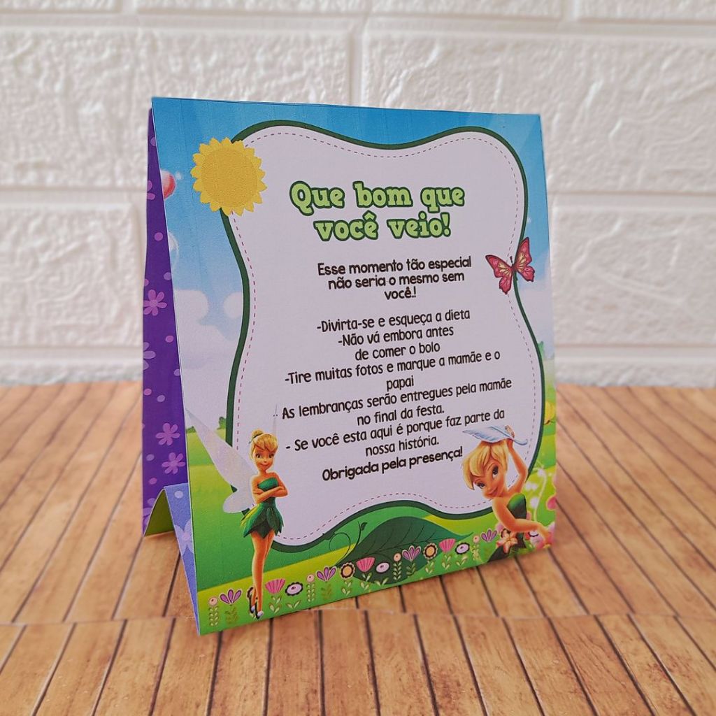 Plaquinhas de Mesa Tinker Bell Sininho Centro de Mesa Lembrancinha de festa infantil