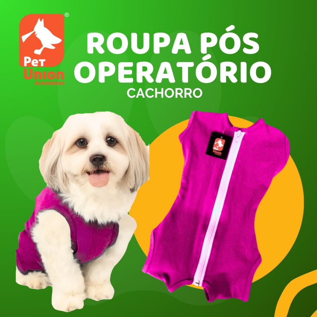 Roupa Pós Cirurgica Rosa Para Caes Machos e Fêmeas