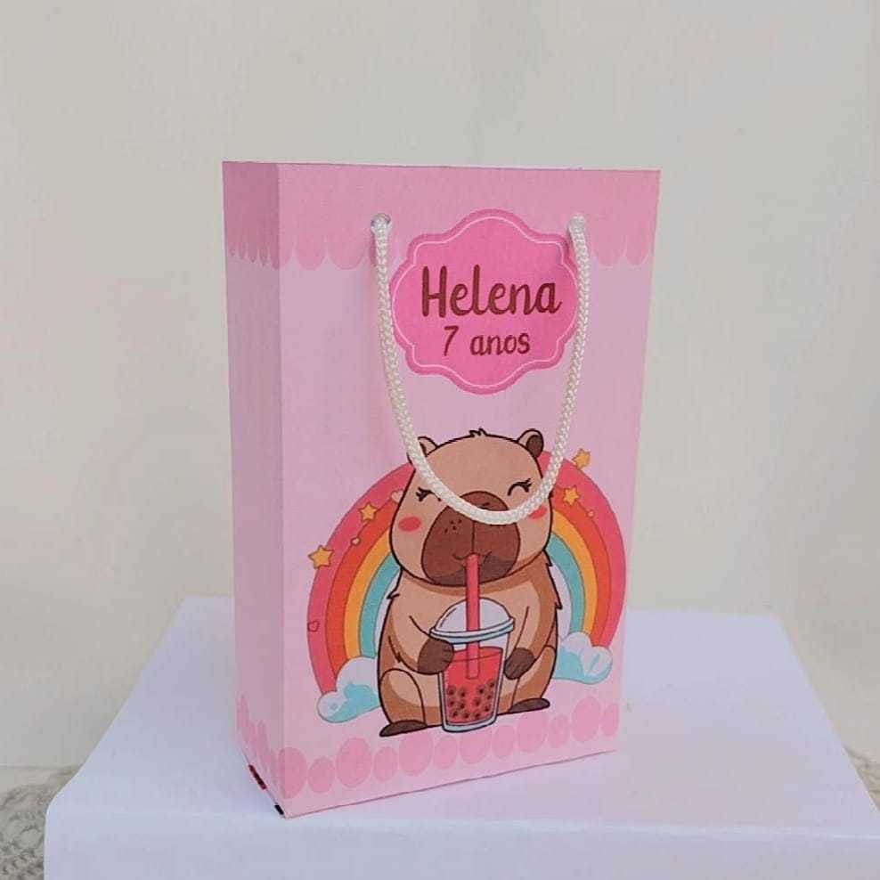 Kit Sacolinha Surpresa Festa Infantil Personalizado Princesa CAPIVARA Lembrancinhas PEGUE E MONTE