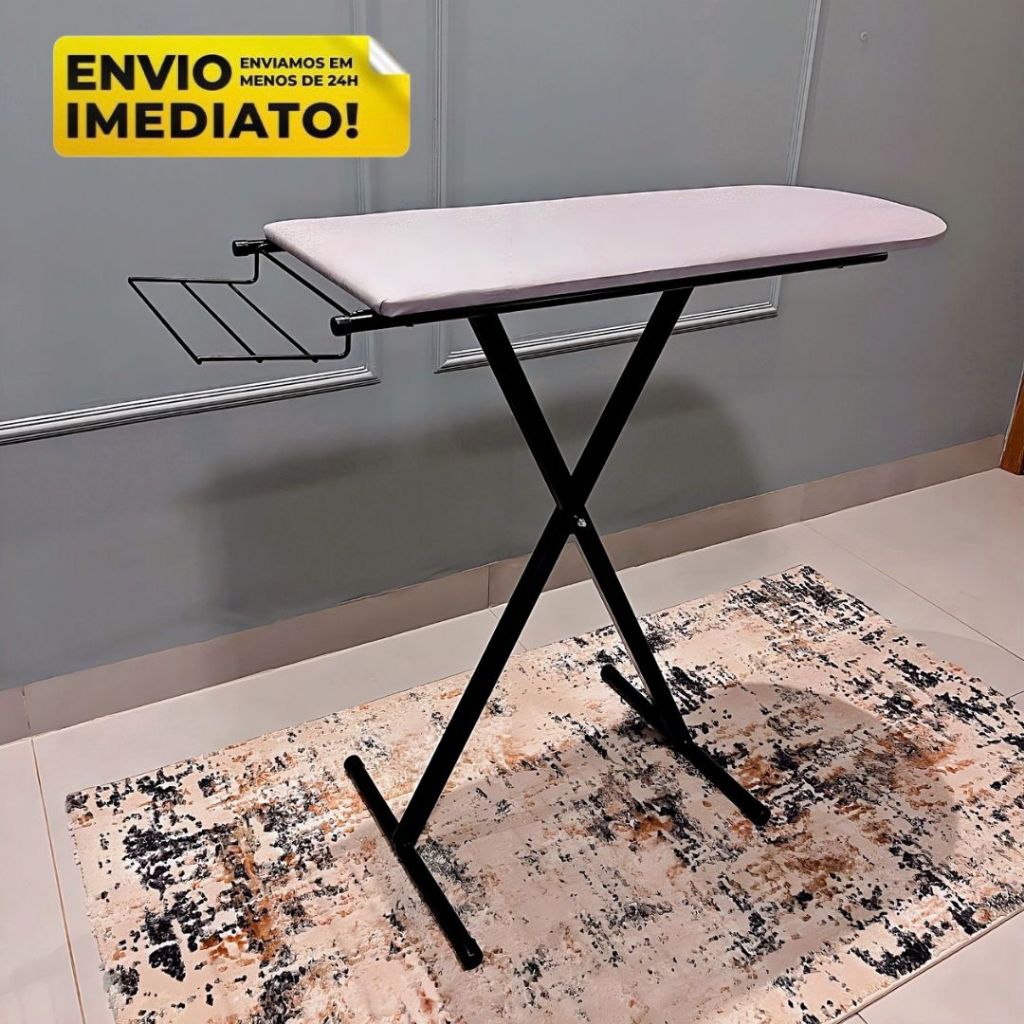 Mesa Passadeira Tabua de Passar Roupa Dobrável Regulável Extra Forte Com Suporte para Ferro