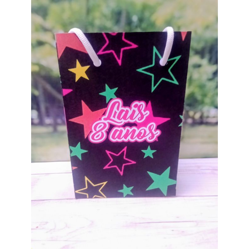 PEGUE E MONTE - Sacolinhas Neon personalizadas tamanho P/ lembrancinhas - Sacolinhas - Aniversário
