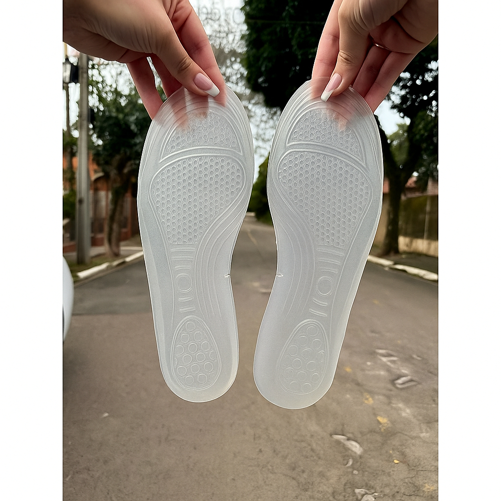 Par Palmilha Anatômica Ortopédica Gel Silicone Anti Impacto