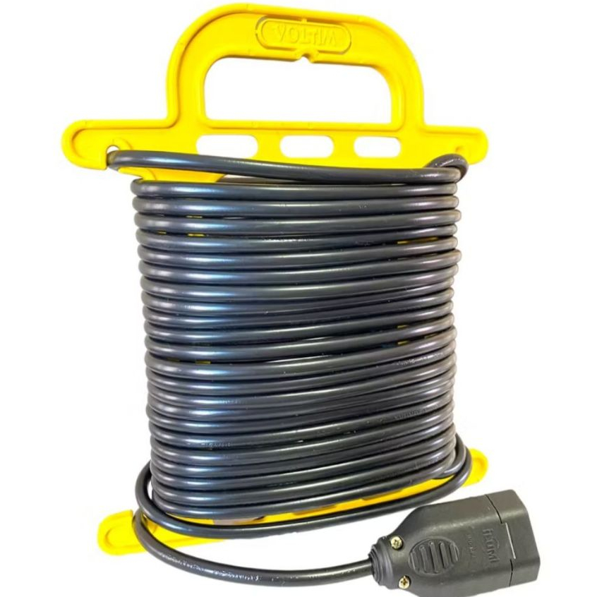 Extensão Elétrica Cabo pp 2x1.0 mm 30 metros reta 10A Bivolt com suporte