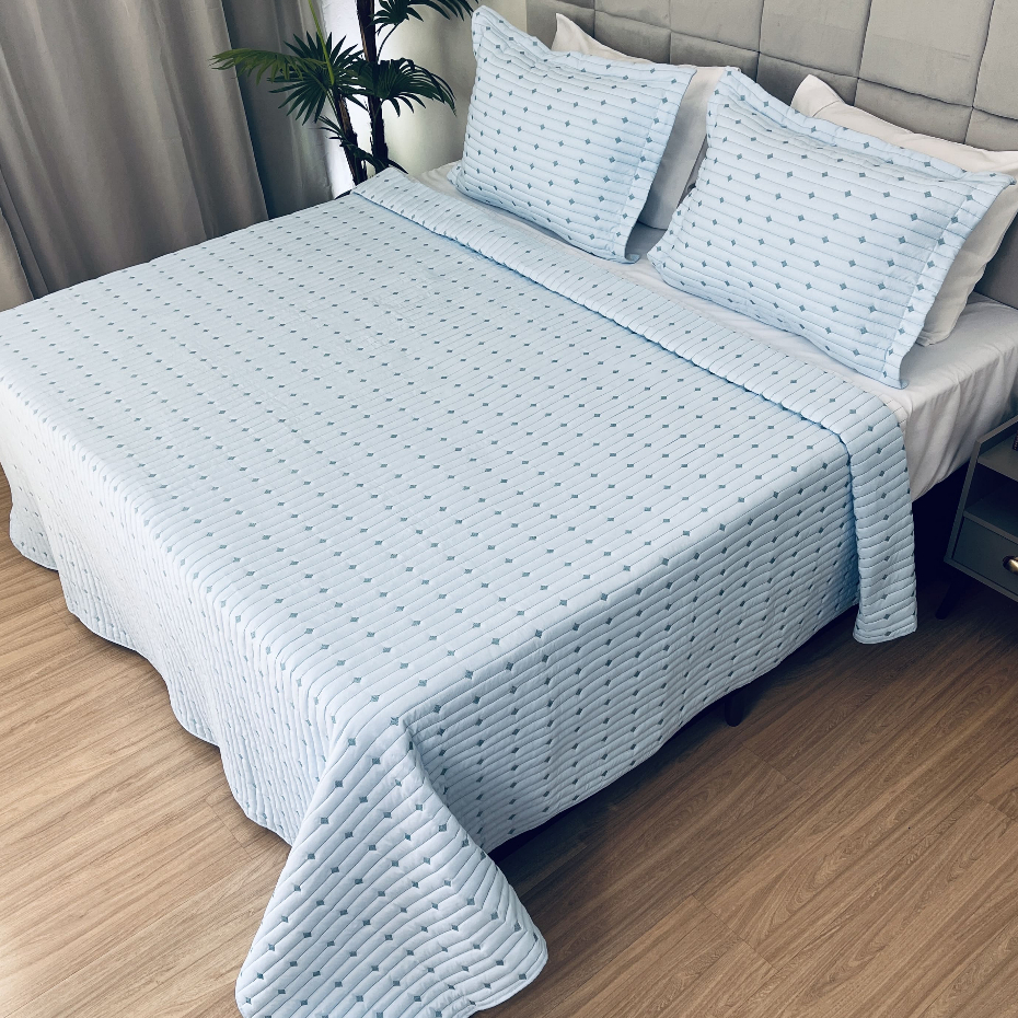 Colcha Cobre Leito Solteiro 2 Peças Pecal Decor Bordado 200 fios em Oferta na Shopee