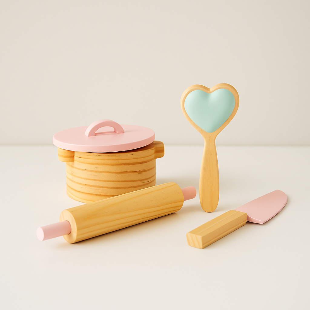 Brinquedo de Cozinha Casinha Infantil de Madeira Panelinha e Talheres