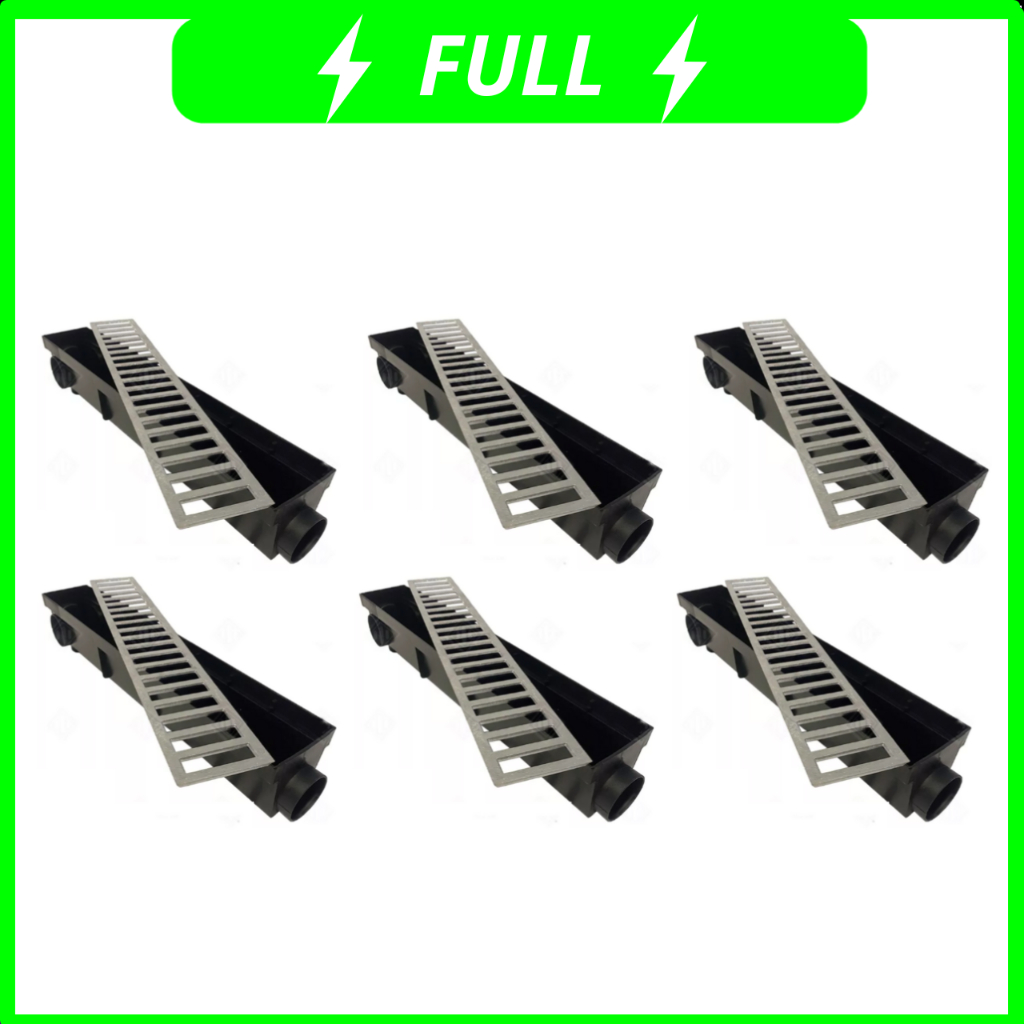 6 ralo linear 6x50cm grelha de alumínio com caixa coletora para área externa , garagem , piscina , quintal em Oferta na Shopee
