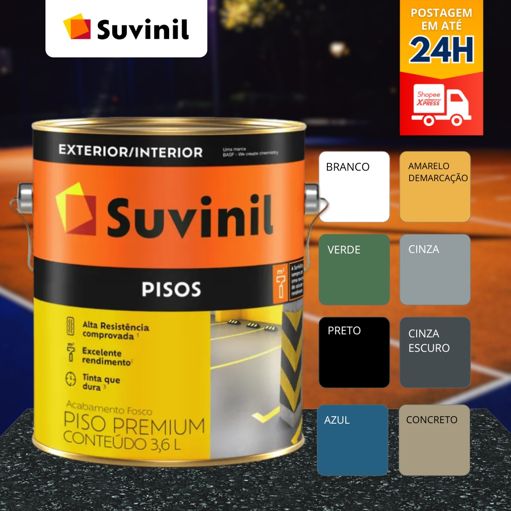 Tinta Acrílica Para Pisos Fosca 3,6 Litros Suvinil Cores Alta Resistência