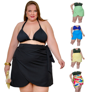Saída De Praia Plus Size Saia Curta Envelope Tecido Premium Verão Moda Praia Carnaval Piscina em Oferta na Shopee