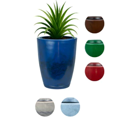 Kit 2 Vasos Polietileno Para Plantas Jardim Sala Luxo Escovado Bojo Pequeno Com Prato coletor