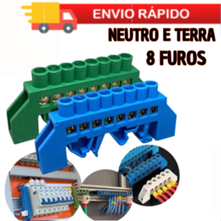 Barramento (Borneira) Neutro Ou Terra 8 Furos Isolado  Fixação Trilho Din 8 Vias Saídas em Oferta na Shopee