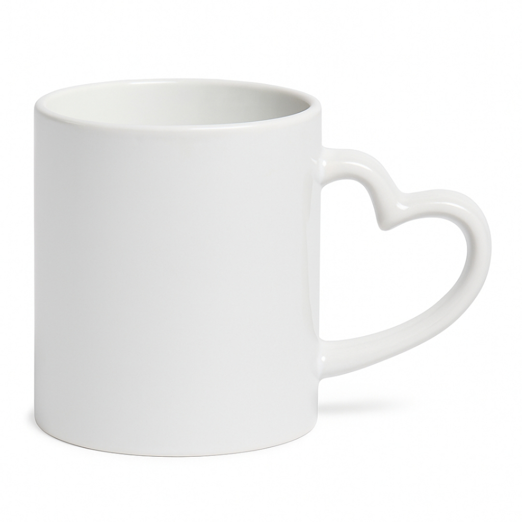 06 ou 12 Canecas Alça De Coração Colorida Porcelana Para Sublimação