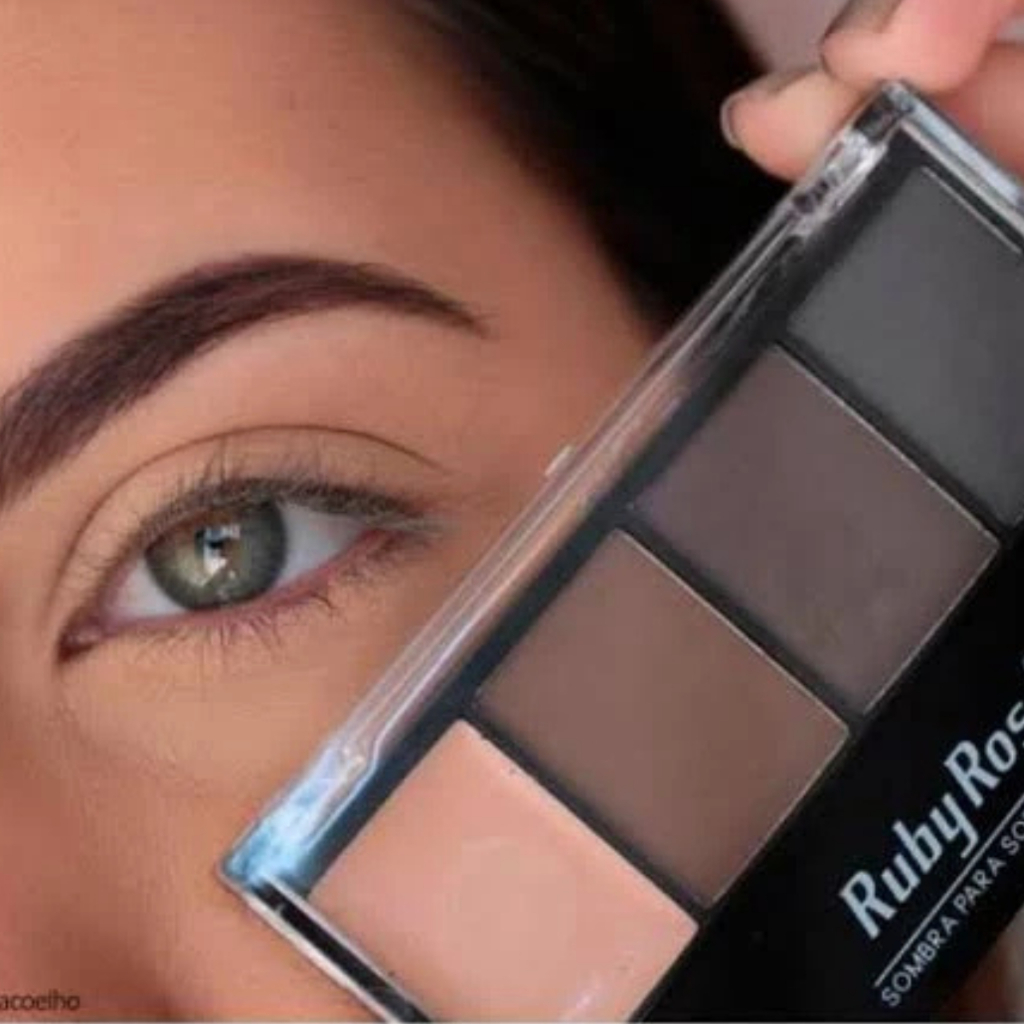 Paleta de Sombra Para Sobrancelha com Primer(A Prova Dágua) - Cor da sombra em  3 Tons + 1 Primer - Ruby Rose Hb9354