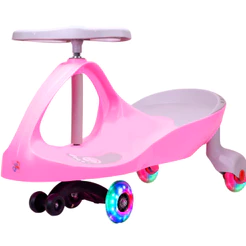 Carrinho Rolimã Zig Zag Car Rosa e Cinza 360 Roda Led Infantil - Castela
