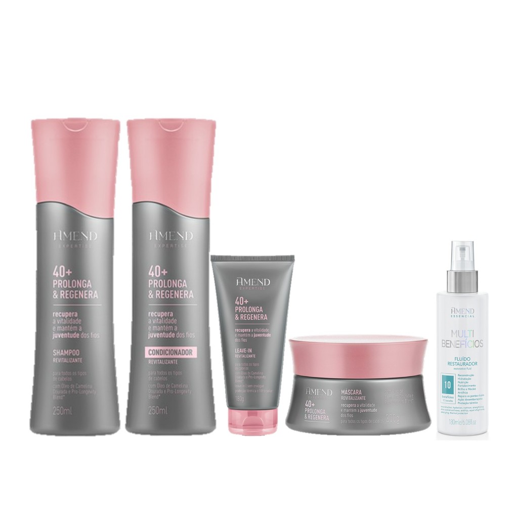 Amend Kit 40+ Prolonga e Regenera Sh. e Cond. + Másc. + Leave-in + Essencial Fluído Restaurador