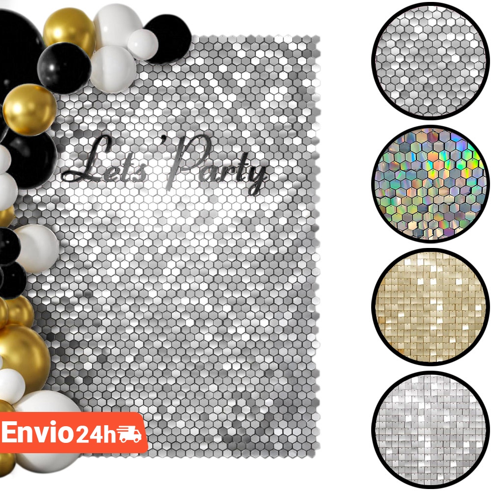 28 Painel Magico Placa Shimmer Wall 30x30cm Hexagonal e Quadrado Paete Lantejoula Decoração de Festa