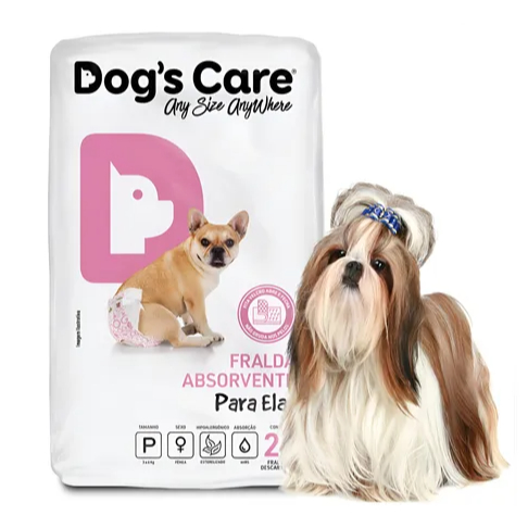 Fralda higiênica descartável pet para cachorro cães fêmea P com 24 unidades Dogs Care
