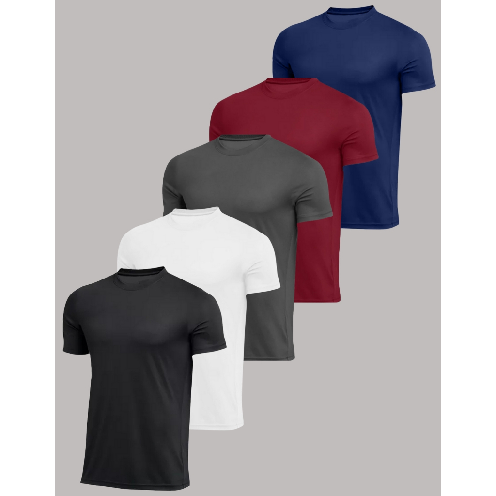 Kit 5 Camiseta Masculina Dry Proteção Solar UV50 Térmica Anti Suor Academia Esporte Basica Lisa