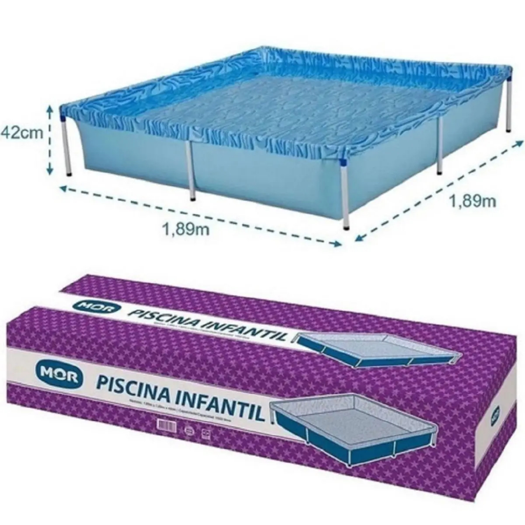 Piscina Infantil Com Armação Quadrada 1500 Litros - Mor - MENOR PREÇO E ENVIO IMEDIATO