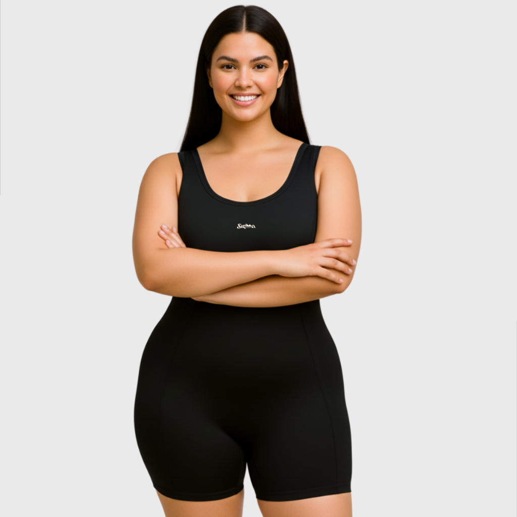 Maiô Plus Size Hidroginástica Perninha Compressão Esportivo