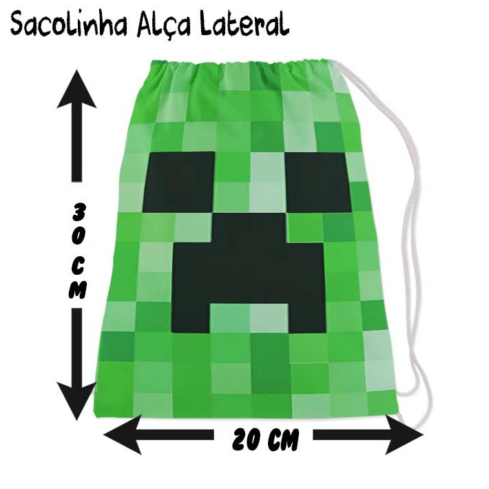 Kit Mochilinha Sacolinha Mochila Saco Sacochila Saquinho Lembrancinha Brinde Aniversario Personalizadas MineCraft