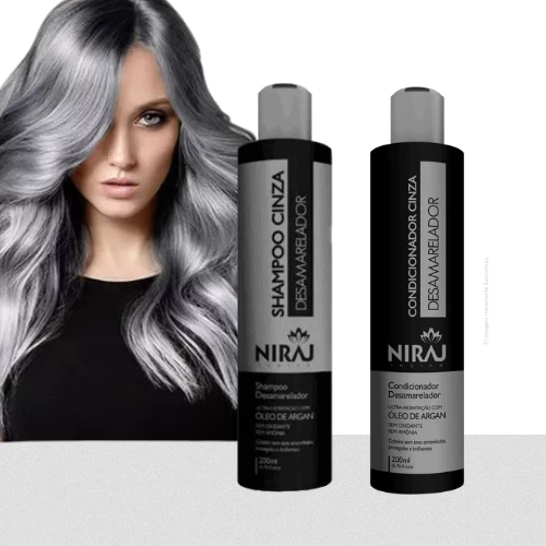 Kit Shampoo Cinza + Condicionador Desamarelador Niraj Silver Cinza 200ml Cabelos Grisalhos e Loiros em Oferta na Shopee