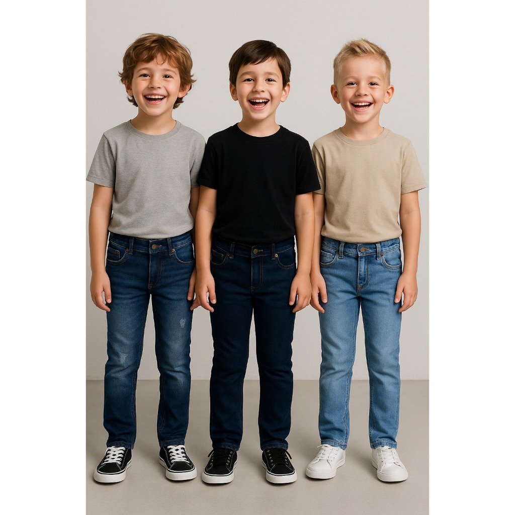 Kit 3 Calça Infantil e Juvenil, Meninos Jeans Com Elastano todas Ajustáveis!