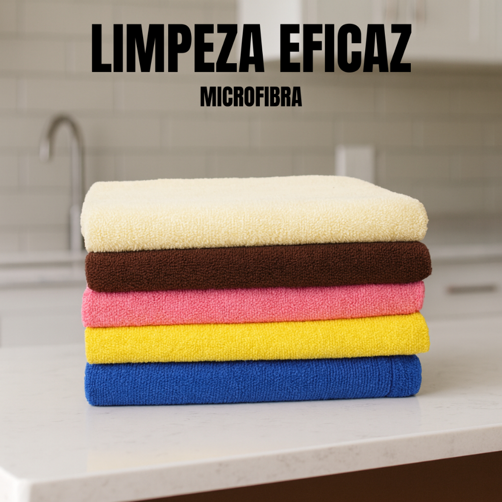 kit Panos Toalha De Microfibra Multiuso Super Absorvente Atoalhado Felpudo em Oferta na Shopee