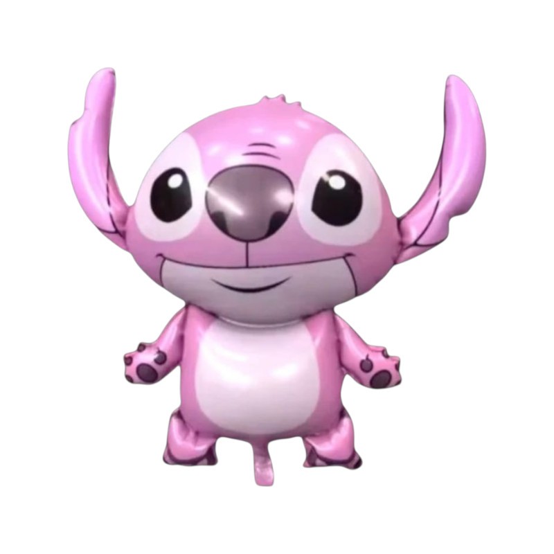 Kit 2/3/4/5/6/7/8/9/10 Peças Balão Metalizado Stitch Angel ROSA Para Aniversários e Outros Eventos