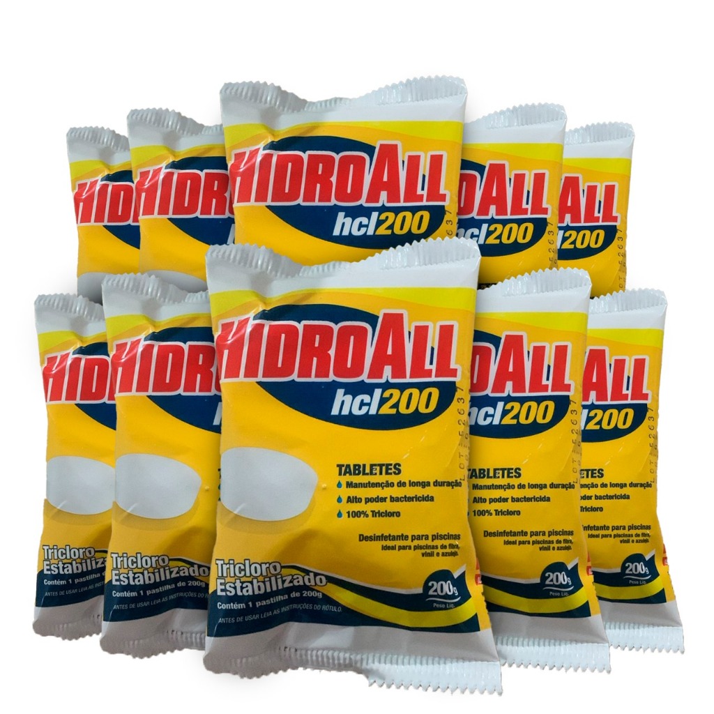 KIT 10 PASTILHAS SANITIZANTE HCL200 P/ MANUTENÇÃO PISCINA em Oferta na Shopee