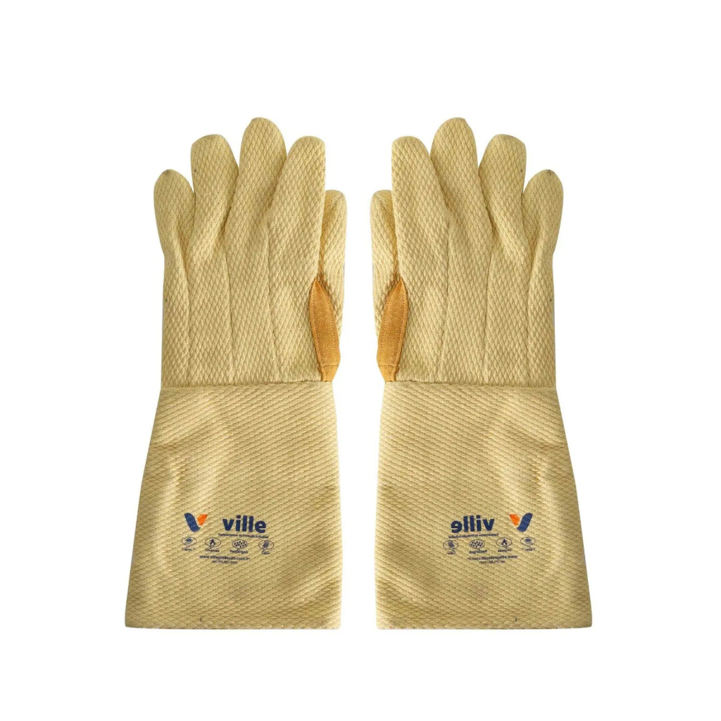Luva Aramida Kevlar Aramida Cano Punho Longo Proteção Térmica CA 38845 Ville Calor Radiante Até 400°C Forno Industrial