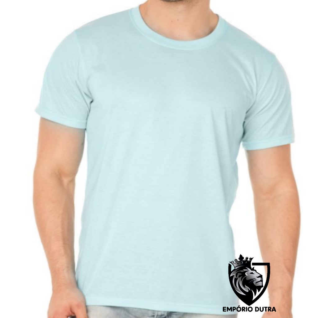 Kit 3 Camisetas de qualidade Lisa básica Unissex infantil ou adulto ou Plus size Manga Curta Cor azul claro bebê