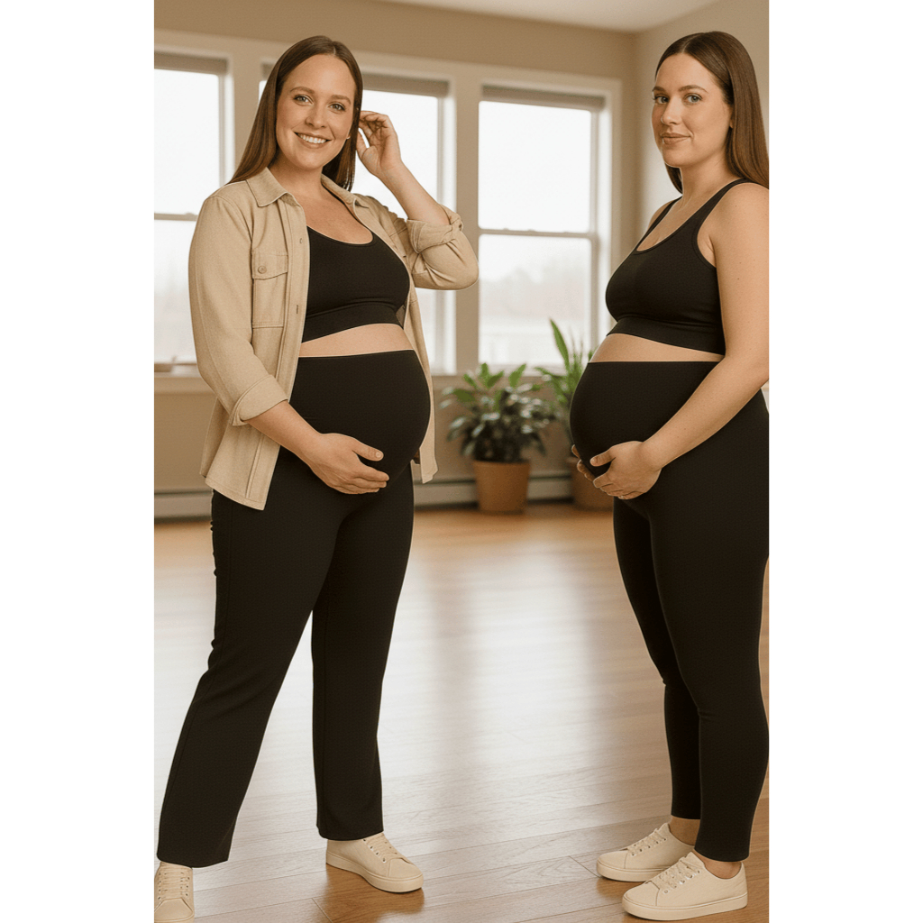 Kit Legging gestante com legging gestante flare calça para grávida Flare Boca Larga Conforto e Sustentação Barriga