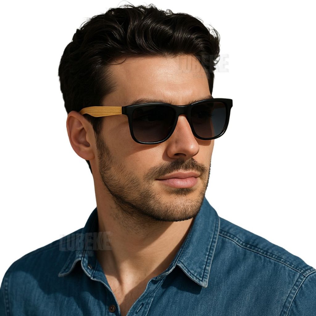 Óculos De Sol Bambu Masculino Premium Clássico Proteção UV400 em Oferta na Shopee