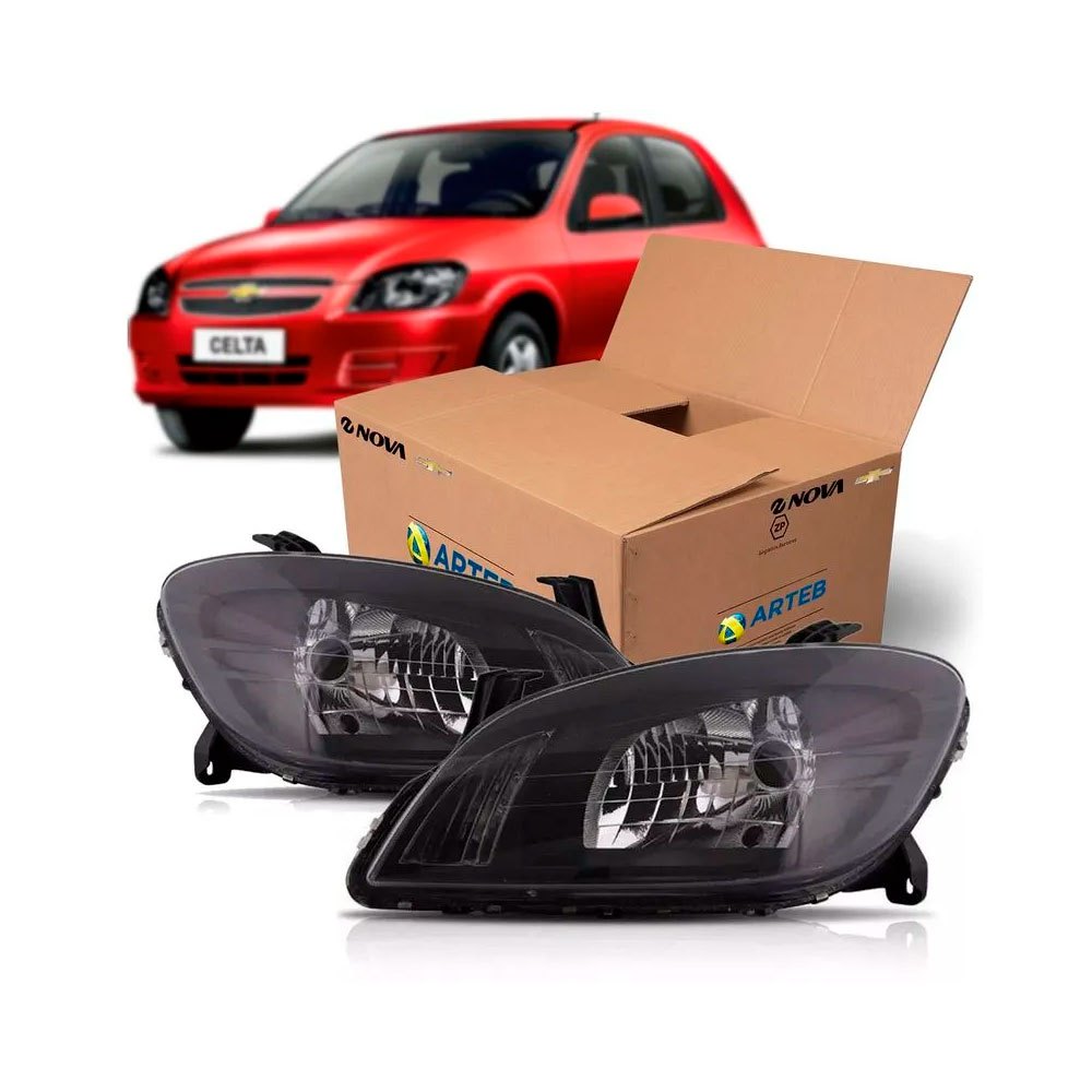 KIT900 Par De Farol Mascara Negra Celta Arteb 160123 160124 KIT900