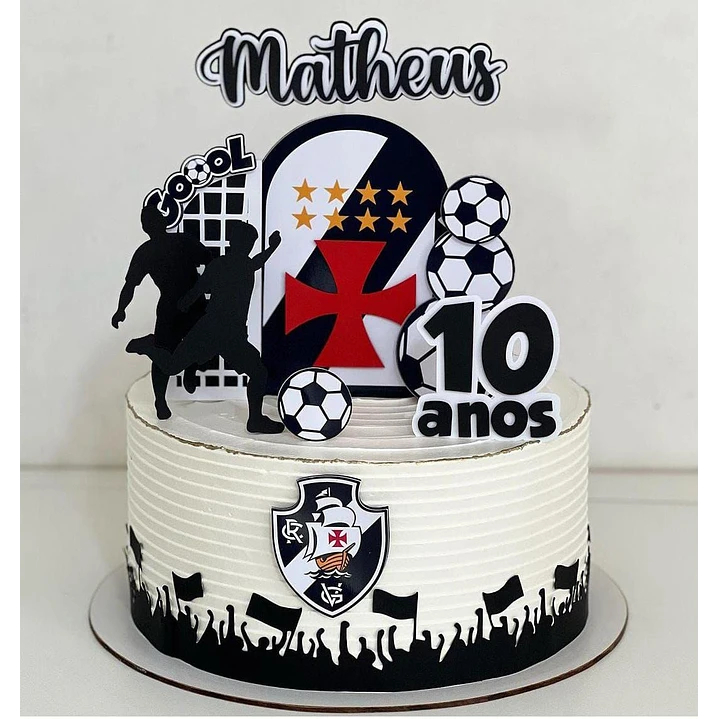 Topo de Bolo Personalizado Vasco Camadas em Oferta na Shopee
