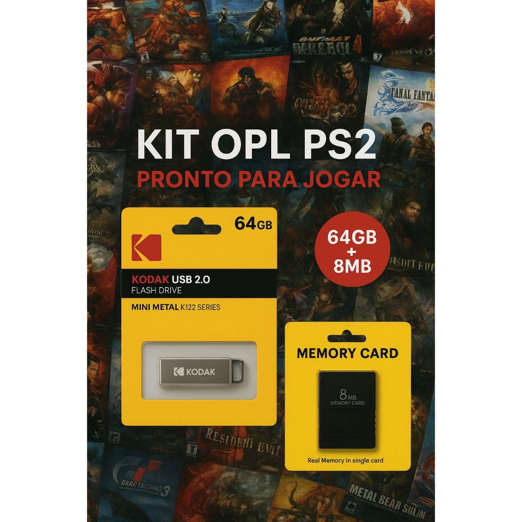 KIT OPL PARA PLAYSTATION 2 + PENDRIVE DE 64GB COM JOGOS