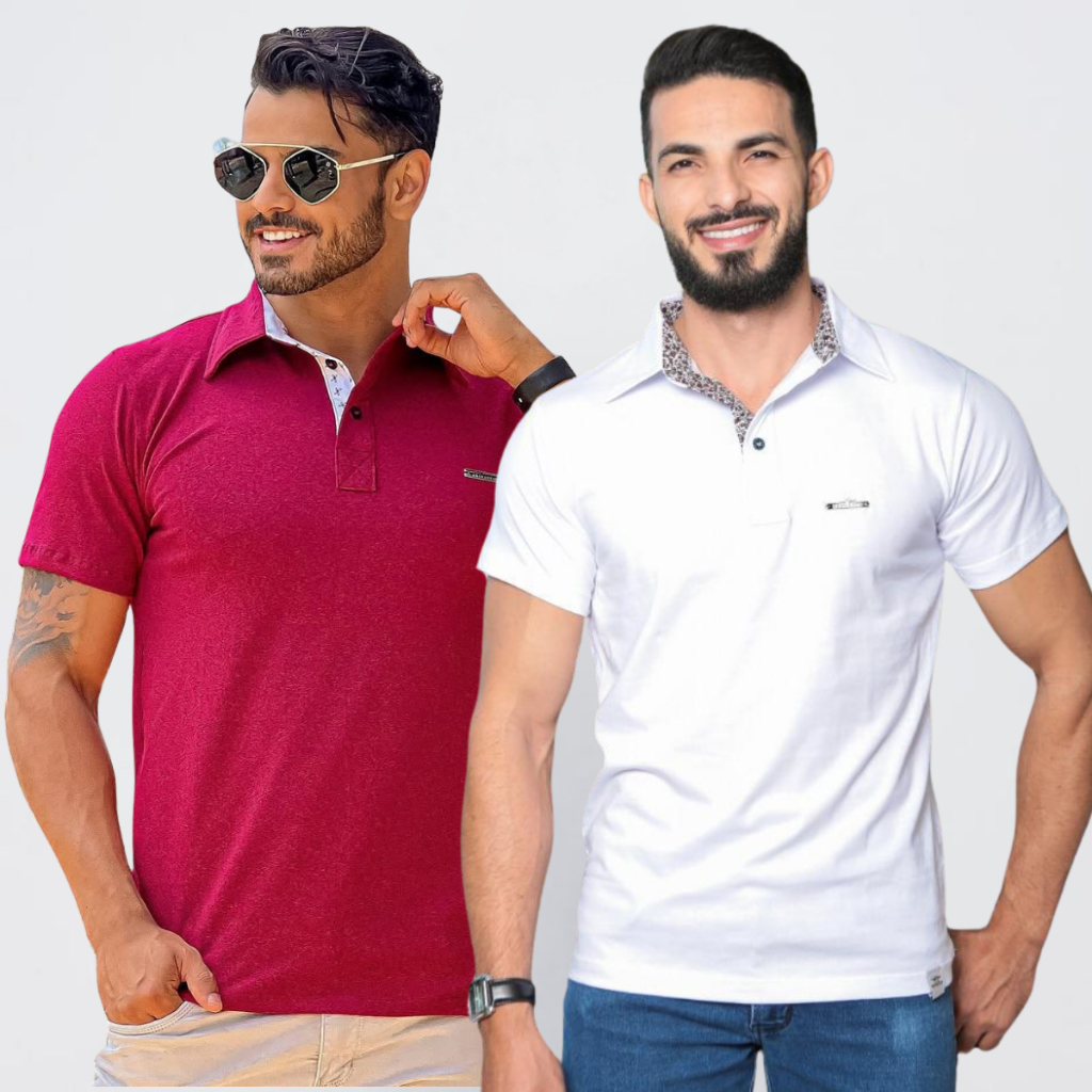 Gola Polo Camisa Premium Slim Lisa Casual Tecido Que não Encole Malha Top de Linha